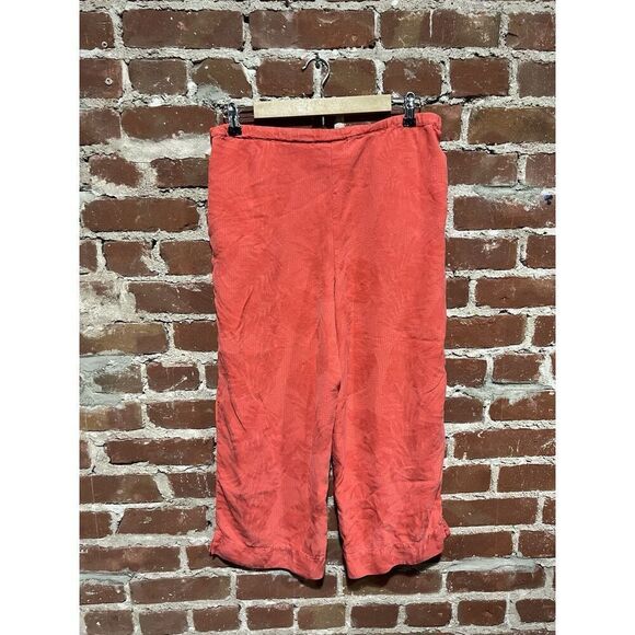 Coldwater Creek Womens Pink Pull On Cropped Floral Pattern Silk Pants Size Small - Picture 2 of 3
